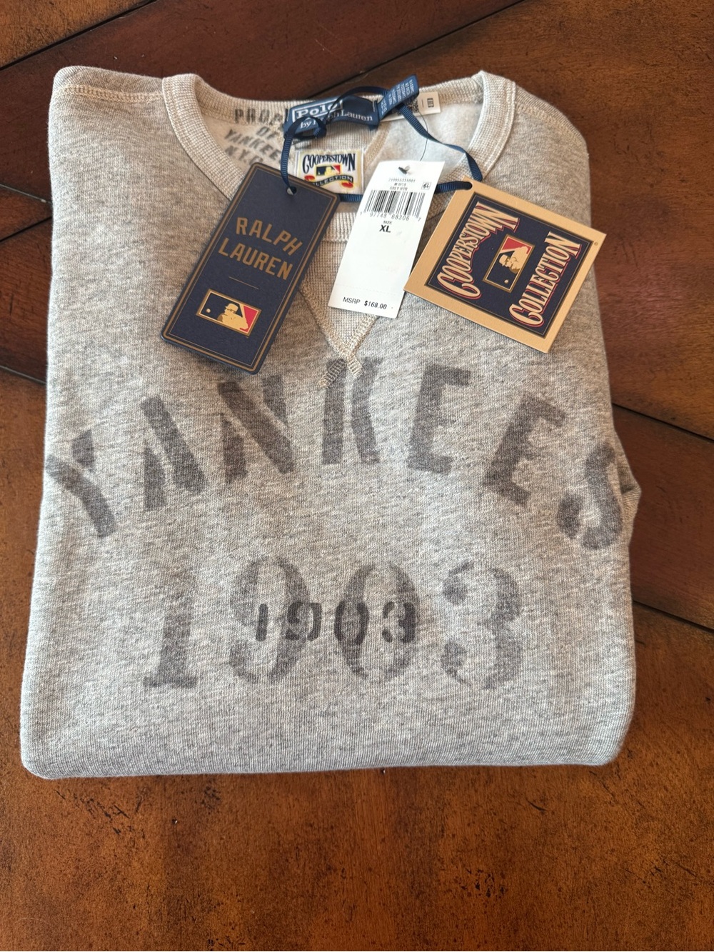 Ralph Lauren Gray Yankees 1903 Pullover Sweatshirt